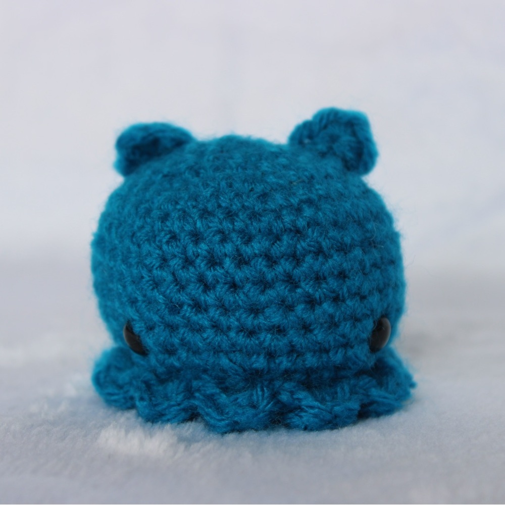 Handmade Teal Crochet Mini Cuttlefish